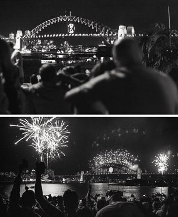 New year's fireworks over Sydney Harbour.