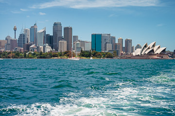Ferry view of downtown Sydney.