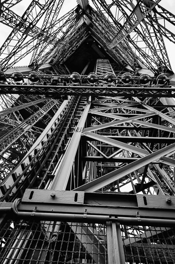 Elevator shaft of the Eiffel Tower.