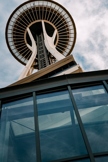 View up at the Space Needle.