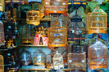 Cages for sale at Yuen Po Street Bird Garden.