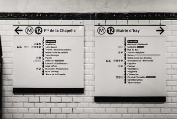 Signs in the Paris Metro.