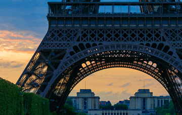Eiffel Tower just before sunset.
