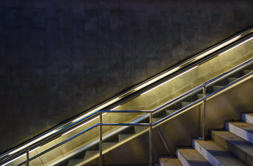 Metro station stairs.