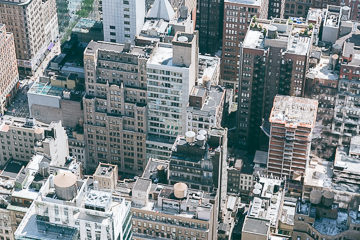 Aerial view of New York's Midtown architecture.