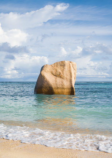 Granite rock formation in the Indian Ocean, Anse Source d'Argent, La Digue.