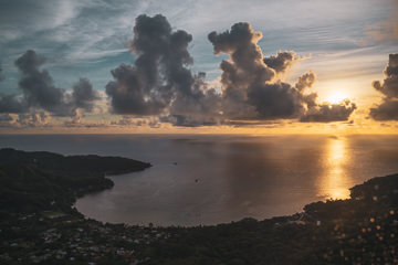 Sunset over Anse A La Mouche, Seychelles.