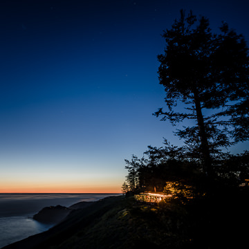 Night falls over Big Sur, California.